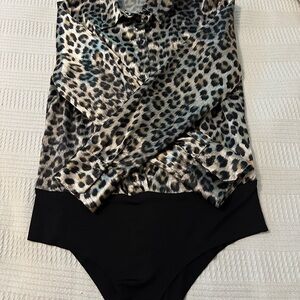 Zara Animal Print Top jumpsuit